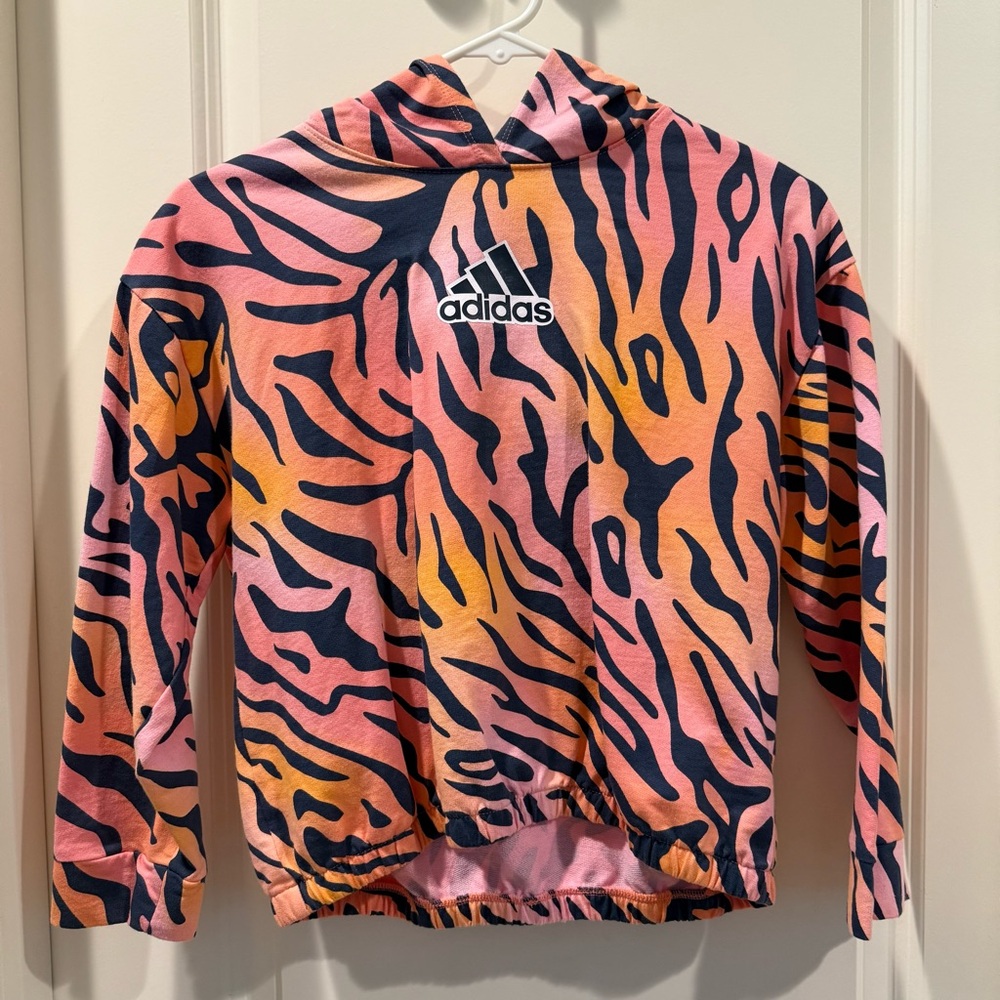 Adidas Youth Girls Colorful Pink Animal print hoodie size M 10-12Y